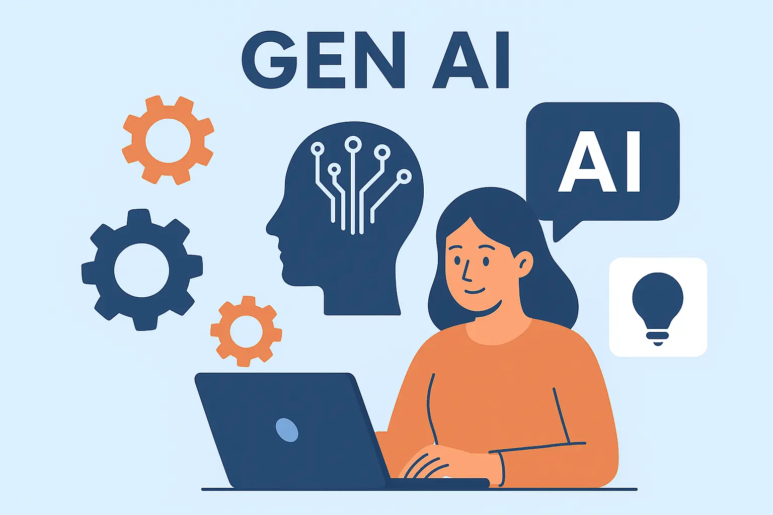 Generative AI technology visualization showing machine learning models creating content